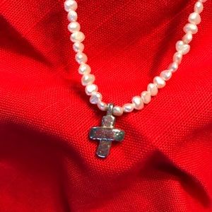 Silpada pearl necklace with Cross